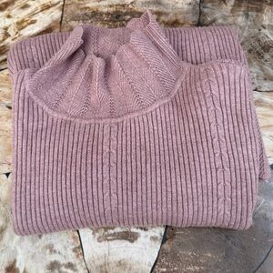 Milano Dusty Pink Ribbed Turtleneck Sweater